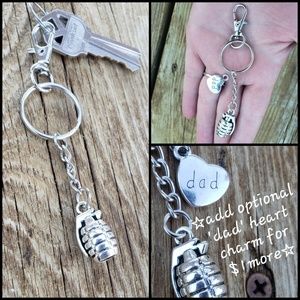 Grenade Keychain Pursecharm OPTIONAL Dad charm Military~Army~Father's Day Gift